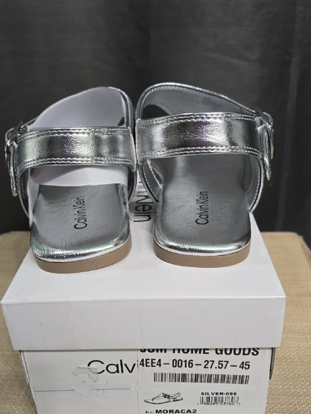 Calvin Klein Metallic Silver Thong Slingback Sandals